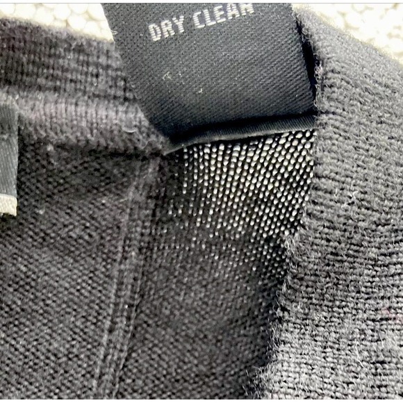 Brandini Italy Mens Sweater Size M Black Fine Merino Wool Ribbed Corporate Goth - Picture 4 of 11